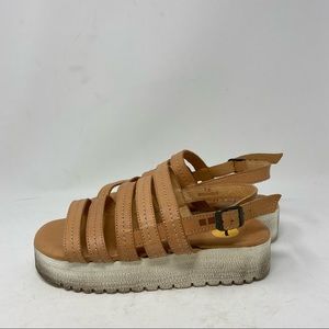 Bed Stu Ensley Tan Leather Strappy Platform Sandal Size 7